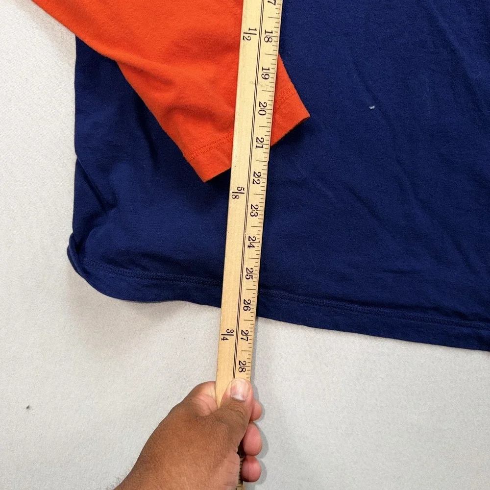 NFL Team Denver Broncos Men Blue ORange Spellout Round Neck Size XL